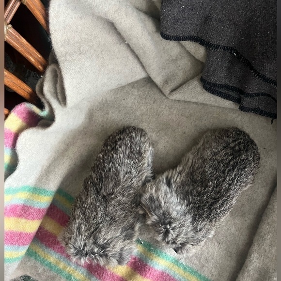 Rabbit Fur and Leather Mittens - Picture 2 of 6